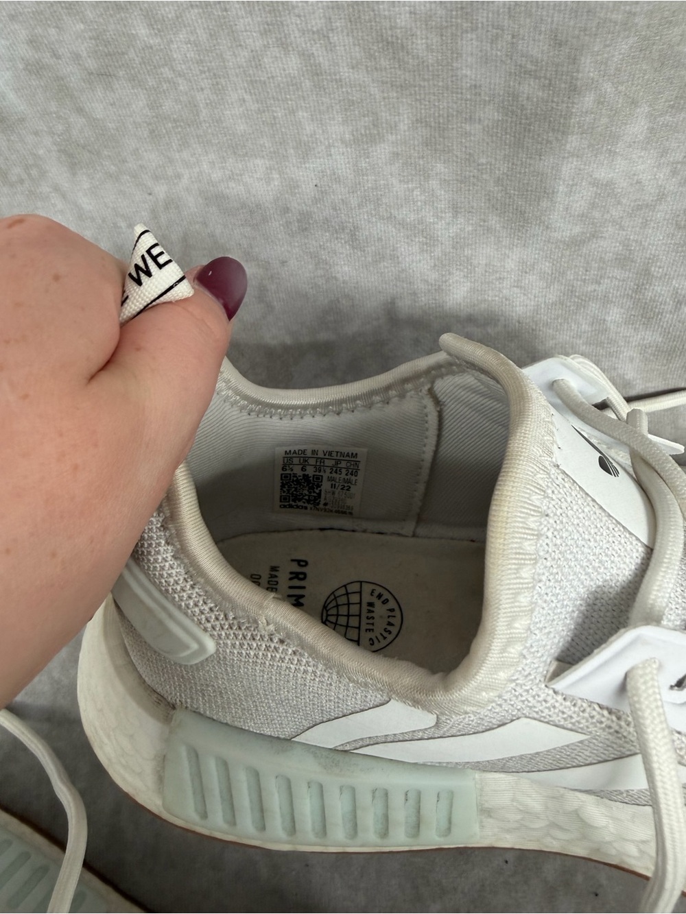 Adidas NMD R1 White/Gum Casual Sneakers - Picture 4 of 5